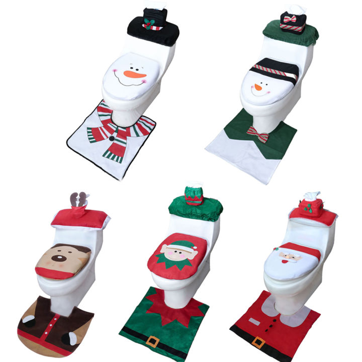 1PC Cute Christmas Toilet Seat Cover Santa Claus Bathroom Mat Xmas Supplies For Home New Year Decoration Bathroom Mat Decor
