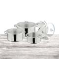 Alpha 8pcs Cuisine Stainless Steel Cooking Pots with Encapsulated Bottom with Glass Lid Cookware Set. 