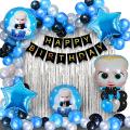 75 PCS Boss Baby Birthday Decorations items kit -  Blue Theme Set for Boys Birthday, Baby Boss Balloon Theme Decoration, Birthday accessories for Boys, Baby Boss Birthday Theme Package for Boy’s Birthday party Decorations, Foil Balloon Decoration. 