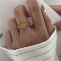 Trendy Queen Elizabeth Belt Ring for Memory Gold Color Stainless Steel Ring for Women Jewelry Gift Wholesale. 