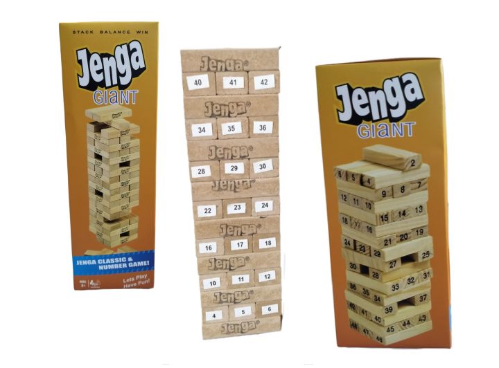 Gaming Tower Jenga Wooden Numbers and dice Blocks Game -  Wood Toy