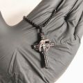 Personalized Christian Jewelry Stainless Steel Ring Religious Cross Necklace for MEN. 
