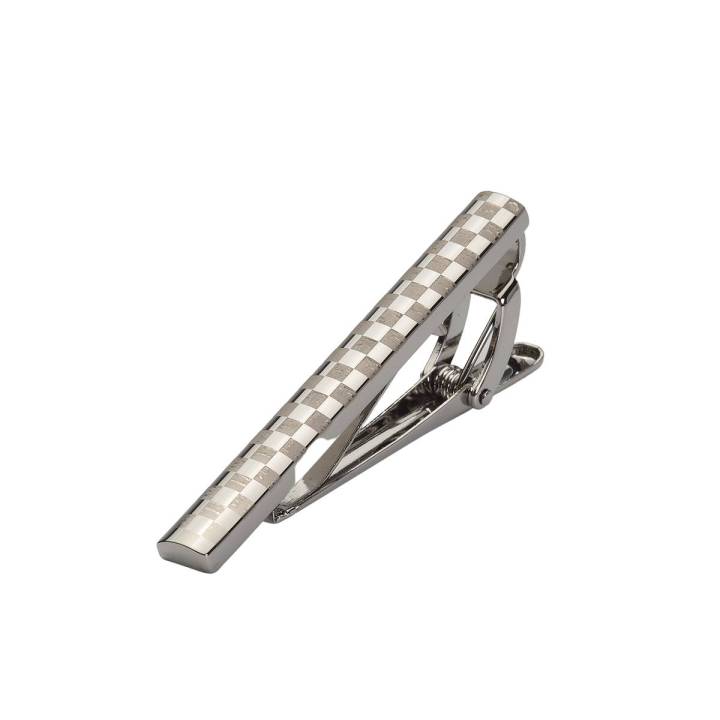 Leena Impex Silver self Geometric Design Tie Clip/ Tie pin