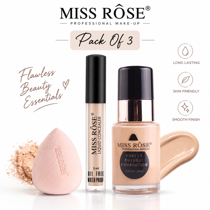 MISS%20ROSE%203%20Pcs%20Natural%20Finish%20Foundation%20&%20Concealer%20Set%20-%20Long-Wear,%20Oil-Control%20with%20Blender%20Sponge%20makeup%20Deal%20-%20Image%202