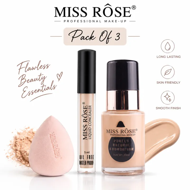 MISS%20ROSE%203%20Pcs%20Natural%20Finish%20Foundation%20&%20Concealer%20Set%20-%20Long-Wear,%20Oil-Control%20with%20Blender%20Sponge%20makeup%20Deal%20-%20Image%202
