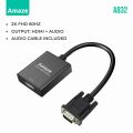AMAZE VGA to HDMI Adapter with Audio 2K FHD 60HZ A832. 