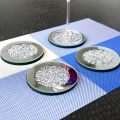 Crystal Glass Coasters Holder Round Durable Heat Resistant Coaster Tea Coffee Drink Mug Mat Table Placemat Decorative Tray. 