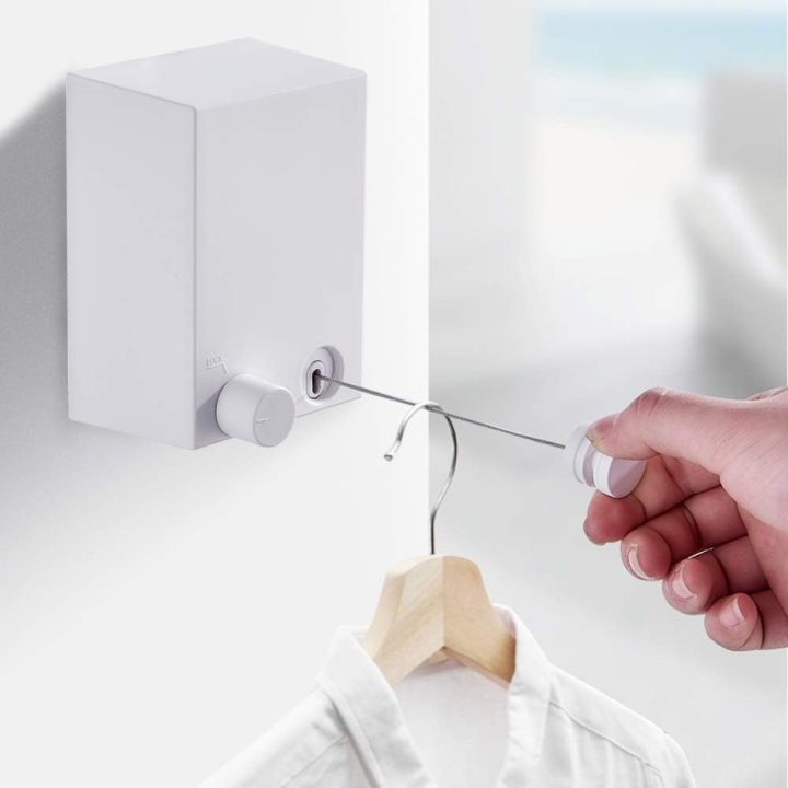 4.2 Meter  Wall Mounted Japanese Clothesline Single Rope Drying Rack with Adjustable Stainless-Steel String for Indoor Outdoor Activities