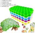 Ice Tray Easy Push Pop Out Square Silicon Ice Cubes Tray Honeycomb Shape Silicone Ice Cube Molds with Lid Flexible Tray for Refrigerator And Freezer. 