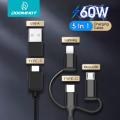 Doomhot 5 In 1 Multi Charging Cable 60W Fast Charging Cable Multi Charger Cable Multiple USB Cable Universal Charging Cord Adapter with USB Type-C Lightning Micro USB. 