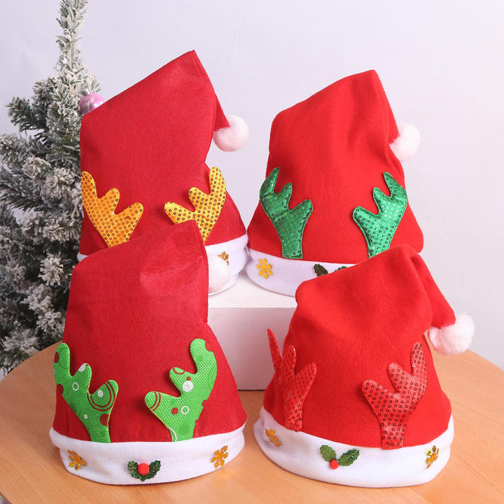 Adult Xmas Gift Hats For Kids Christmas Supplies Deer Horn Plush Hat Merry Christmas Hat New Year Cap