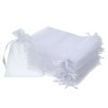 100 Pieces 4 by 6 Inch Organza Gift Bags Drawstring Jewelry Pouches Wedding Party Favor Bags (White&Aqua Blue). 