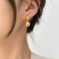 High Quality Large and Small Metal Ball Dangle Earrings for Women Girls New Trend Stainless Steel Bead Pendant Jewelry Gift. 