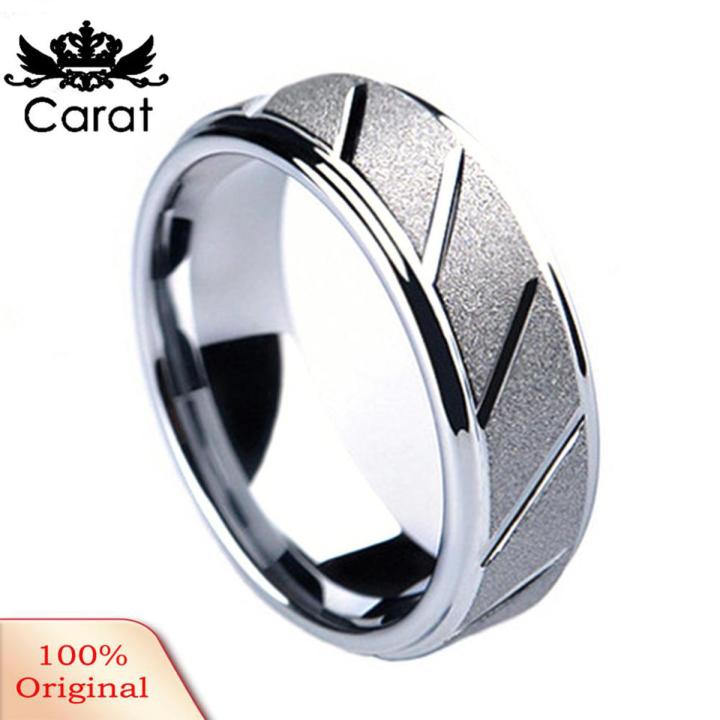 Carat Men Fashion Matte Geometric Band Finger Ring Wedding Engagement Jewelry Gift