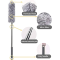 Microfiber Feather Duster Extendable Cobweb Duster with 100 inches Extra Long Pole, Bendable Head & Scratch-Resistant Hat for Cleaning Ceiling Fan, High Ceiling, Blinds, Furniture & Cars. 