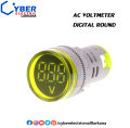 Round Digital Panel Voltage Meter Digital Voltage Monitor Indicator Light AC 220V 22mm. 