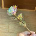 Crystal Rose Artificial Rose Flower Plastic Colorful Rose with Love Shape Base for Valentine's Day, Mother's Day. 