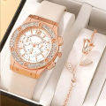2pcs Personality Fashion Women's Diamond-encrusted Watch for Girls Decent Wrist Strap Attractive Dial Watches Fashionable Comfortable Leather Strap Quartz Ladies Wristwatch. 