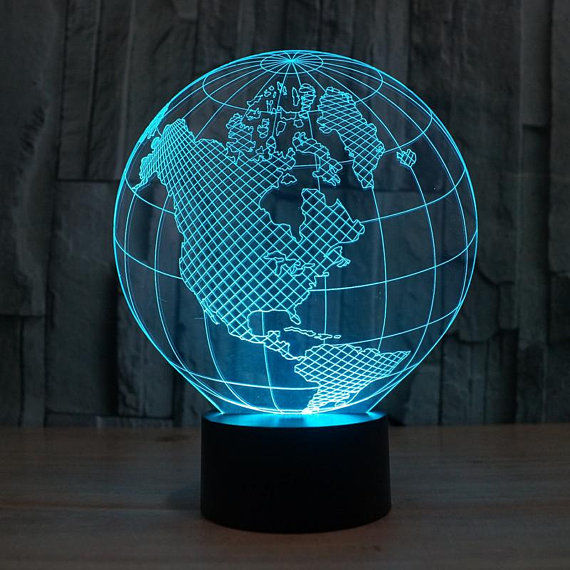 Laser Engraved WORLD MAP 3d Illusion Lamp Laser 3D Illusion Led Night Lamp -