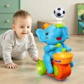 Techfawn Toyz Musical Walking Elephant Drummer Toy with Flashing Light & Sound Toy for Kids Beating Drum Blowing Ball Toy - Yellow. 