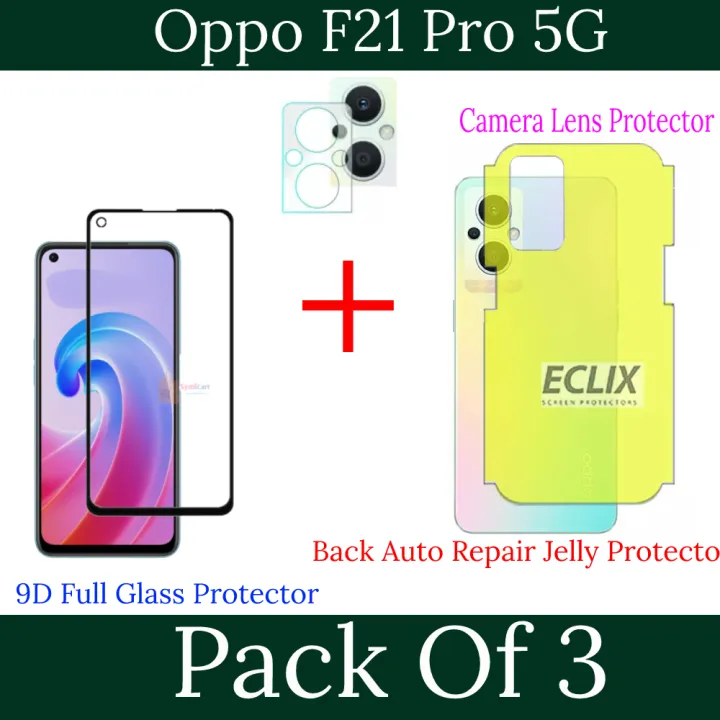 Pack of 3- OppoF21 Pro 5G 9D 21D Tempered Glass Black Border ...