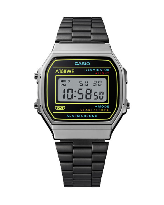 Casio General Vintage Gunmetal Tone Resin Digital Square Gunmetal Stainless Steel Bracelet Watch-A168WEHB-1ADF