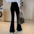 IELGY jeans women black Korean style high waist slim slim stretch flared pants trend. 