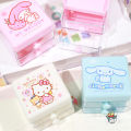 Sanrio Mini Desk Organizer Cartoon Hello Kitty Cinnamoroll Melody Double Layer Jewelry Stickers Storage Box Girls Gifts. 