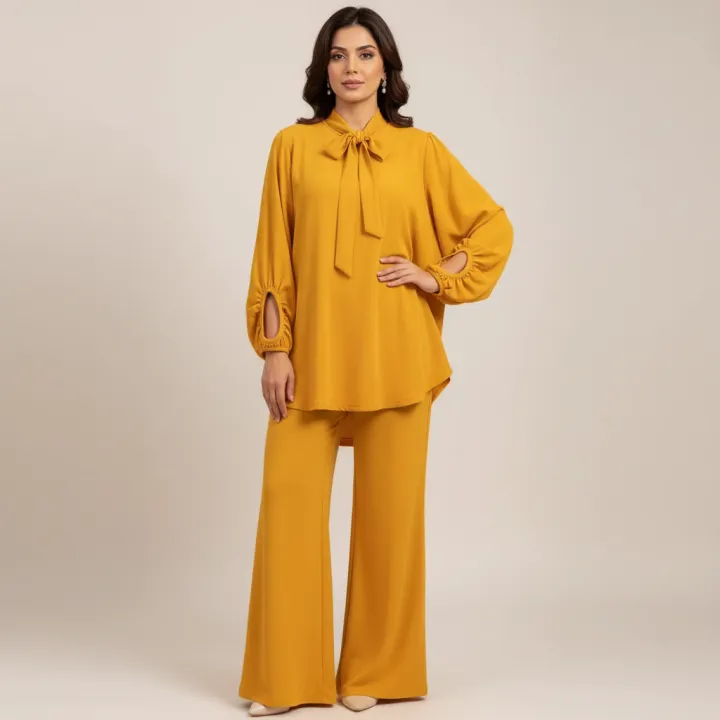 New%20Arrival%20Stylish%202-Piece%20Casual%20Dress%20for%20Girls%20with%20Neck%20Tie%20-%20Image%202