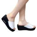 Korean Style Women Wedge heel Platform Shoes High Heels Sandals Slippers Fashion fish mouth wedge slipper women shoes. 
