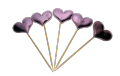 Pack of 5  Cake Topper (Purple HEART Shape Toppers - Sweets Picker). 
