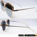 Imported Optical Sun Glasses - Unisex Men Women Stainless Steel Wayfarer Dots Eyebrow Style Un Breakable Fashion Glasses - Golden Metal Frame Reflecting Silver Lens. 