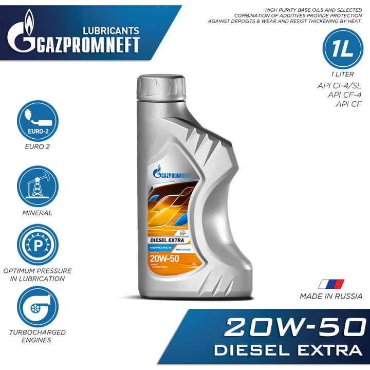 Gazpromneft Diesel Extra 20W-50 Heavy Duty Diesel Engine Oils 1 Liter Mineral Base Oil