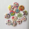 10Pcs 2 Holes Plastic Buttons Craft Handmake Scrapbooking Sewing Clothing Accessories 15mm Buttons Flower Painted Sewing Crafts-KS. 