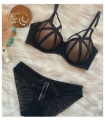 Flourish Stylish Sexy Front Cross Strips Padded Wired Bra & Panty Set 0001. 