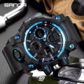 SANDA MC502 Multicolor Dual Time Quartz Digital Sport Military Watch | Waterproof & Shock-Resistant for Active Men. 