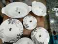 Melamine/Plastic Dinner Set White Rose Double Glaze Heavyweight 8 Persons Serving 80 Pcs Set. 