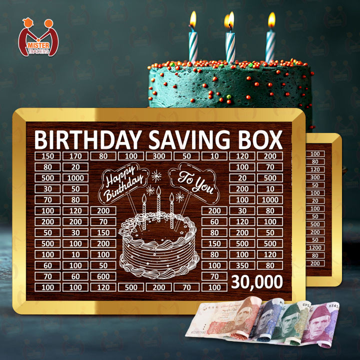 Birthday Saving Box – 30,000 Target Money Challenge – Wooden Money Saving Chart with Rupee Slots – Gift Idea for Kids & Adults I Saving Box I Saving Money Box I Saving Box For Money I Mister Traders Birthday Saving Box I Budget Savings Organizer
