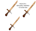 Pack of 3 Ertugul Ghazi Sword, Ertugrul Swords, IYI Swords, Collection Toys,Action Toys-Ertugrul Sword-Toy For Kids, Ertugrul Talwar,Ertugrul Knife, Ertugrul Fighting Knife, Dirilis Ertugrul Toys - 12 Inches Wooden Sword. 