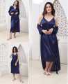 Nighty Set 2 Piece Night Wear For Women / Sleepwear Nighty (GOWN + Inner Dress) Blue. 