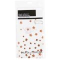 WHITE COLOR WITH ROSE GOLD STARS SHINNY TABLE COVER ( 54 INCH X 72 INCH ). 