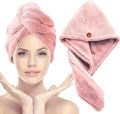 Quick Dry Towel Hair Drying Terry Hat Quick Dryer Water Absorbent Shower Turban Fast Magic Hair Wrap with Button Wrapped Bath Cap Facial Salon Face Wash Towels. 