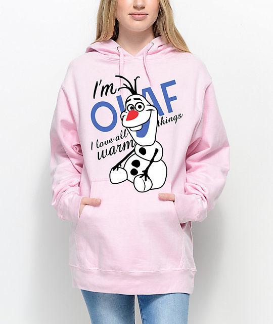 IAM OLAF pink New Fashion Printed Fleece High Quality Hoodie For Womens