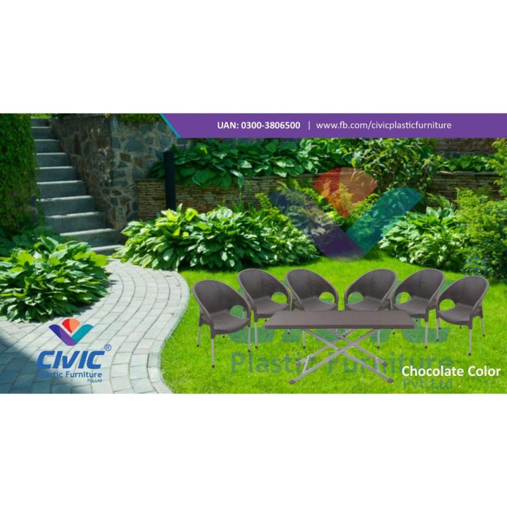 Plastic Chairs set with Table( 6 Chairs and 1 Table)