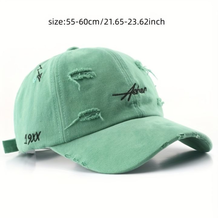 Vintage Ripped Baseball Cap Letter Embroidery Hip Hop Sun Hat Women Men