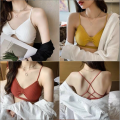 Teenage Girls Underwear Cross Hollow Small Suspenders Without Steel Ring Bra Threaded Elastic Wrap Bra. 