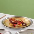 Salad Plate Premium Stainless Steel Dinner Plates Durable Round Salad Serving Plate for Home Kitchen Bbq Quality Tableware for Barbecue Plate. 