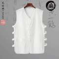 Summer thin Asian cotton and linen vest Chinese Tang style men's vest with Han jacket buttoned old man sweatshirt Beijing camisole. 