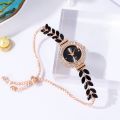 SHEIN Hot Sale Leaf Rhinestone Small Dial Women's Bracelet Watch Live Broadcast with Goods Temperament Women's Watch One Piece Dropshipping. 