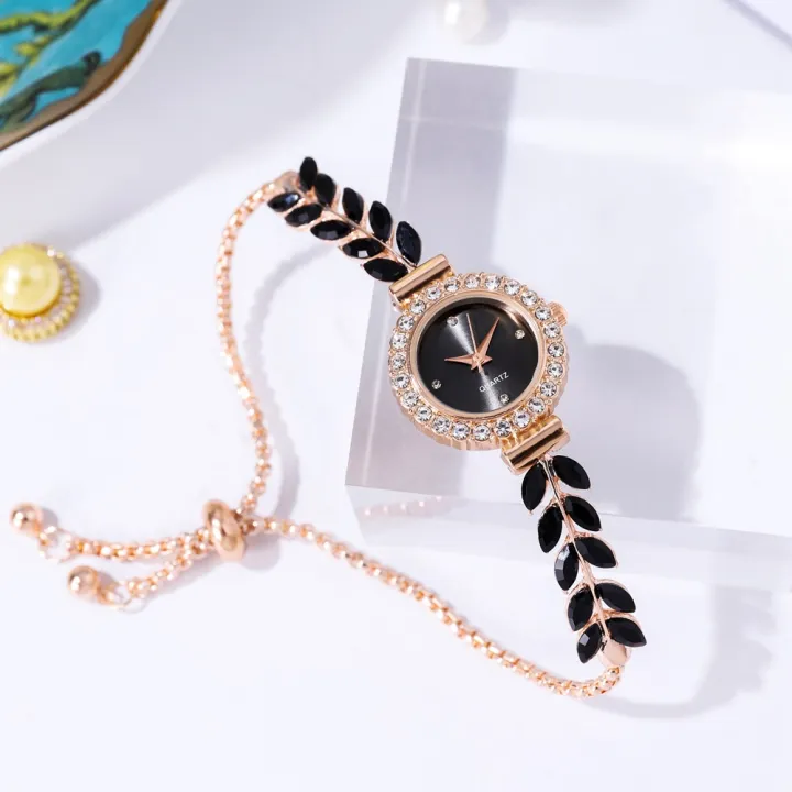 SHEIN%20Hot%20Sale%20Leaf%20Rhinestone%20Small%20Dial%20Women's%20Bracelet%20Watch%20Live%20Broadcast%20with%20Goods%20Temperament%20Women's%20Watch%20One%20Piece%20Dropshipping%20-%20Image%202